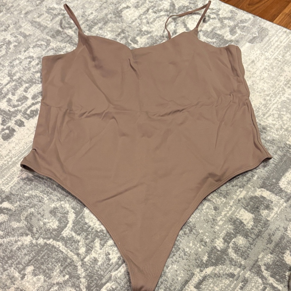 Babaton Brown Spaghetti Strap Bodysuit
